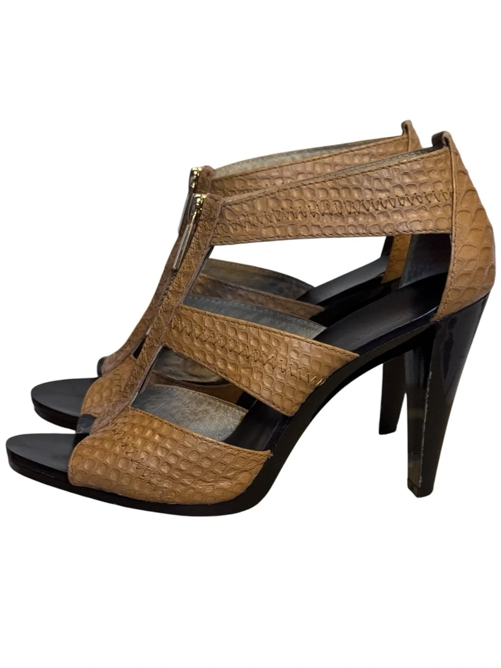 Michael Kors Tan Berkley Strap Open Toe Heels